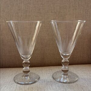 2 Vintage Bryce Crystal #737 Art Deco Style Water Goblets